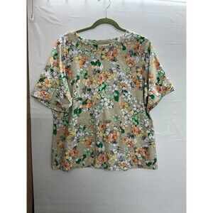 Liz Claiborne  Floral Cotton Top Size Xl Women’s NWOT